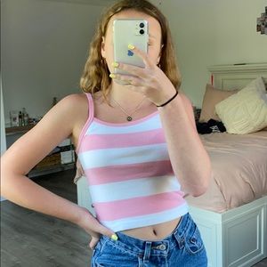 Brandy Melville rare Skylar Tank in pink and white